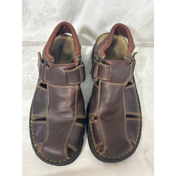 Skechers Leather Fisherman Sandals 9 Brown Strap On Y2K Style - Picture 2 of 7